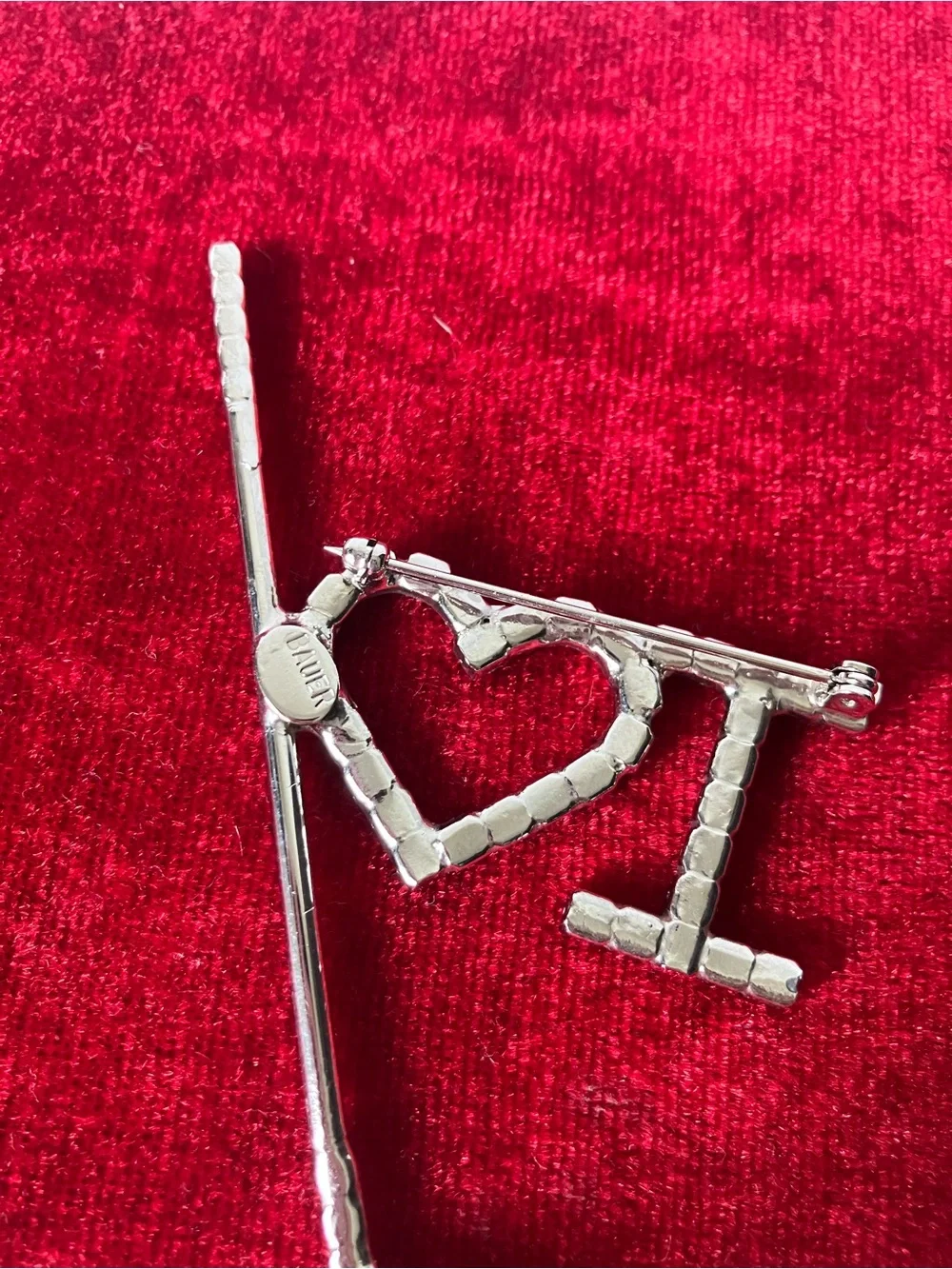 Vintage Bauer Signed I ❤️LOVE GOLF Rhinestone Pin Brooch Rhinestone Silvertone